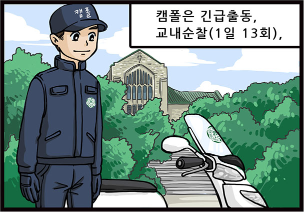 캠폴은 긴급출동, 교내순찰(1일 13회),